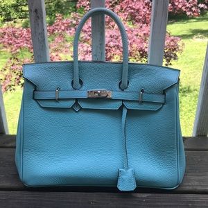 Classic Top Handle Structured Bag w Pebble Leather